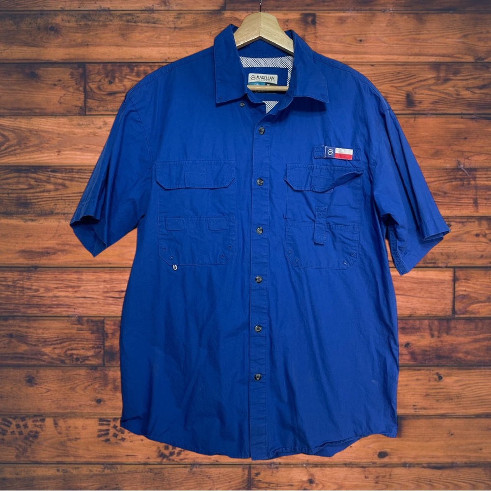 5 for $25🔥Magellan Outdoors Blue Button Front Relaxed‎ Fit Shirt Medium